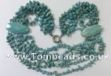 CGN764 20 inches stylish 6 rows turquoise chips necklaces