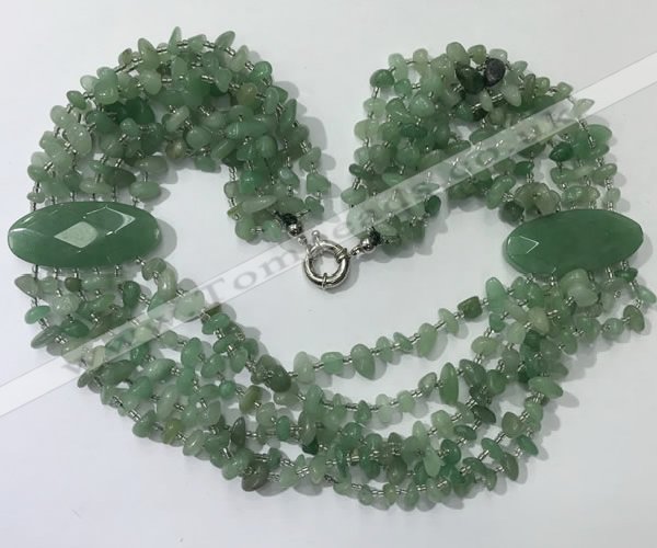 CGN765 20 inches stylish 6 rows green aventurine chips necklaces