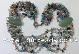 CGN770 20 inches stylish 6 rows mix gemstone chips necklaces