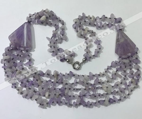 CGN781 23.5 inches stylish lavender amethyst chips necklaces