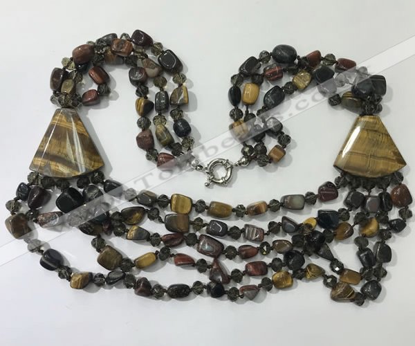 CGN791 23.5 inches stylish mixed tiger eye nuggets necklaces