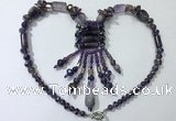 CGN811 19.5 inches chinese crystal & amethyst statement necklaces