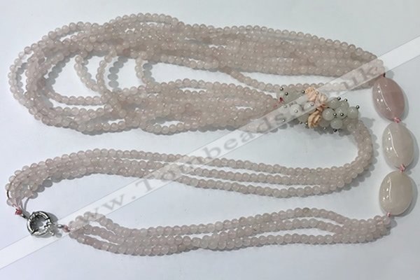 CGN845 30 inches trendy rose quartz long beaded necklaces