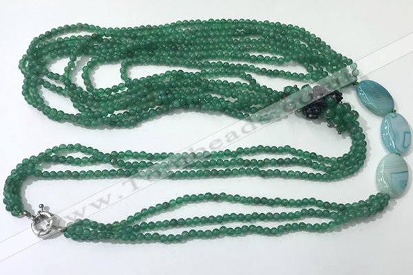 CGN847 30 inches trendy green agate long beaded necklaces