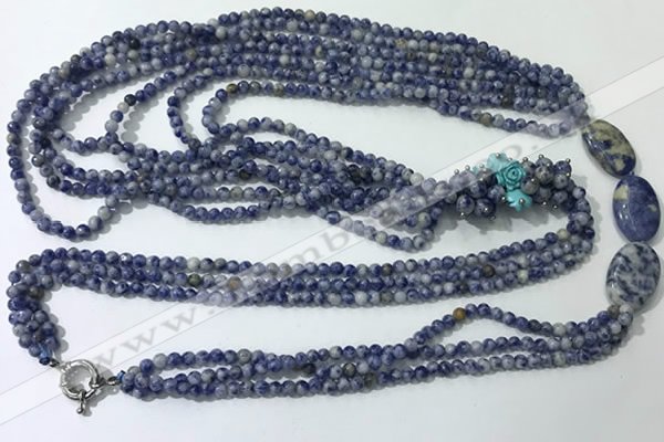 CGN848 30 inches trendy blue spot stone long beaded necklaces