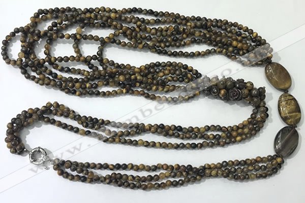 CGN854 30 inches trendy yellow tiger eye long beaded necklaces