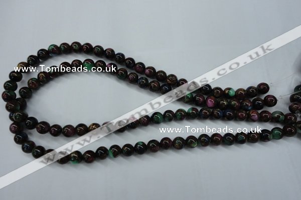 CGO03 15.5 inches 8mm round gold multi-color stone beads