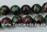 CGO04 15.5 inches 10mm round gold multi-color stone beads