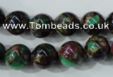 CGO05 15.5 inches 12mm round gold multi-color stone beads