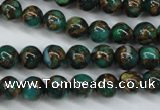 CGO101 15.5 inches 6mm round gold green color stone beads