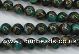 CGO102 15.5 inches 8mm round gold green color stone beads