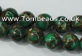 CGO103 15.5 inches 10mm round gold green color stone beads