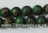 CGO104 15.5 inches 12mm round gold green color stone beads