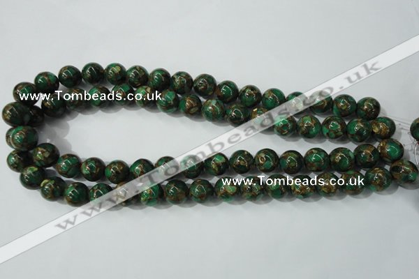 CGO104 15.5 inches 12mm round gold green color stone beads