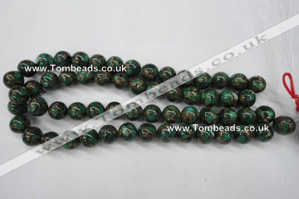 CGO106 15.5 inches 16mm round gold green color stone beads