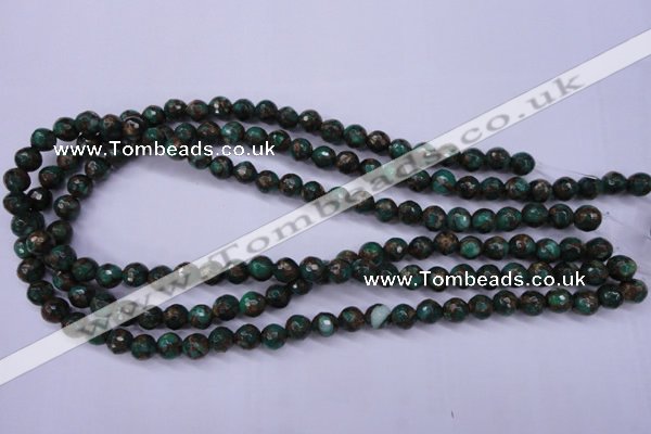 CGO111 15.5 inches 6mm faceted round gold green color stone beads