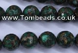 CGO115 15.5 inches 14mm faceted round gold green color stone beads