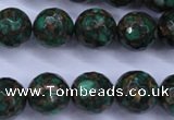 CGO116 15.5 inches 16mm faceted round gold green color stone beads