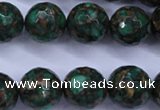 CGO117 15.5 inches 18mm faceted round gold green color stone beads