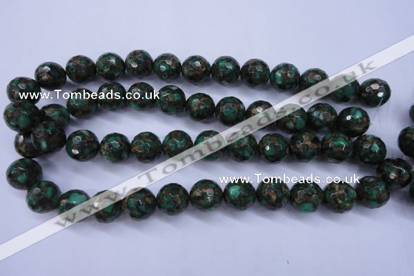 CGO118 15.5 inches 20mm faceted round gold green color stone beads