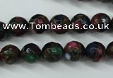 CGO12 15.5 inches 8mm faceted round gold multi-color stone beads