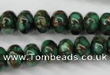 CGO122 15.5 inches 8*12mm rondelle gold green color stone beads