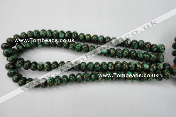 CGO122 15.5 inches 8*12mm rondelle gold green color stone beads