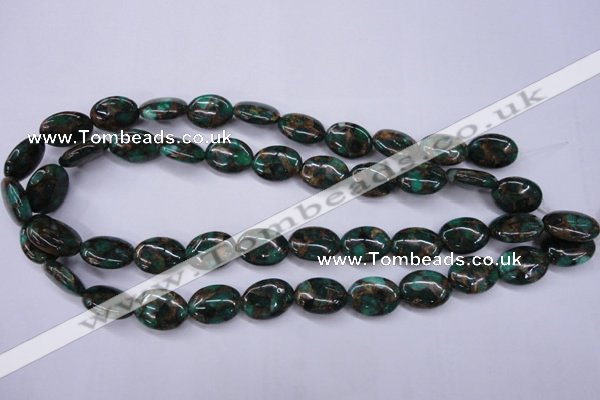 CGO148 15.5 inches 13*18mm oval gold green color stone beads