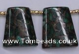 CGO155 Top-drilled 22*28mm trapezoid gold green color stone beads