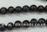 CGO161 15.5 inches 6mm round gold blue color stone beads