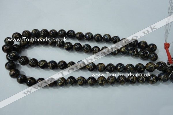 CGO163 15.5 inches 10mm round gold blue color stone beads