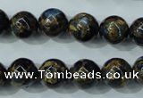 CGO164 15.5 inches 12mm round gold blue color stone beads