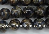 CGO167 15.5 inches 18mm round gold blue color stone beads