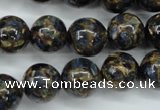 CGO168 15.5 inches 20mm round gold blue color stone beads