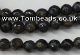 CGO171 15.5 inches 6mm faceted round gold blue color stone beads