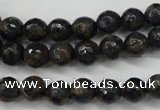 CGO172 15.5 inches 8mm faceted round gold blue color stone beads