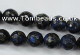 CGO174 15.5 inches 12mm faceted round gold blue color stone beads