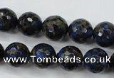 CGO176 15.5 inches 16mm faceted round gold blue color stone beads