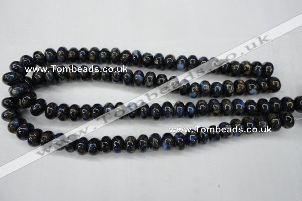 CGO182 15.5 inches 8*12mm rondelle gold blue color stone beads