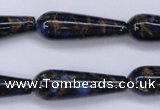 CGO188 15.5 inches 8*20mm teardrop gold blue color stone beads