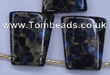 CGO215 Top-drilled 22*28mm trapezoid gold blue color stone beads