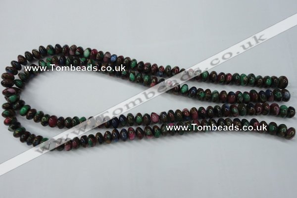 CGO22 15.5 inches 8*12mm rondelle gold multi-color stone beads