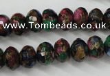 CGO25 15.5 inches 8*12mm faceted rondelle gold multi-color stone beads