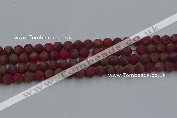 CGO252 15.5 inches 8mm round matte gold multi-color stone beads