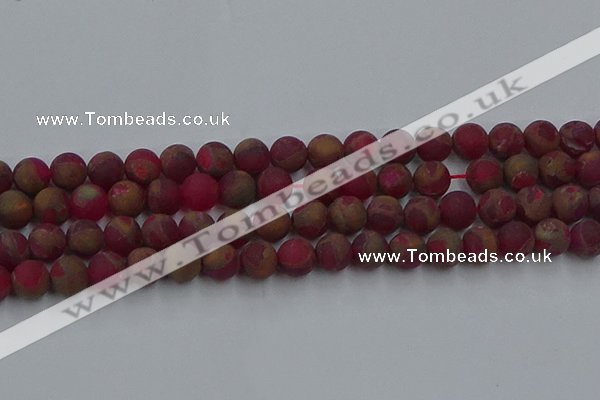 CGO253 15.5 inches 10mm round matte gold multi-color stone beads