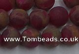 CGO254 15.5 inches 12mm round matte gold multi-color stone beads