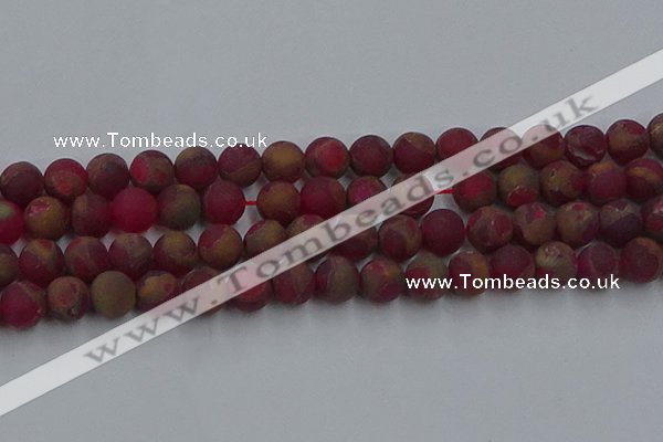 CGO254 15.5 inches 12mm round matte gold multi-color stone beads