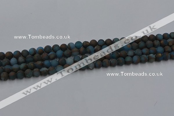 CGO256 15.5 inches 6mm round matte gold multi-color stone beads