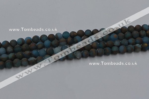 CGO257 15.5 inches 8mm round matte gold multi-color stone beads