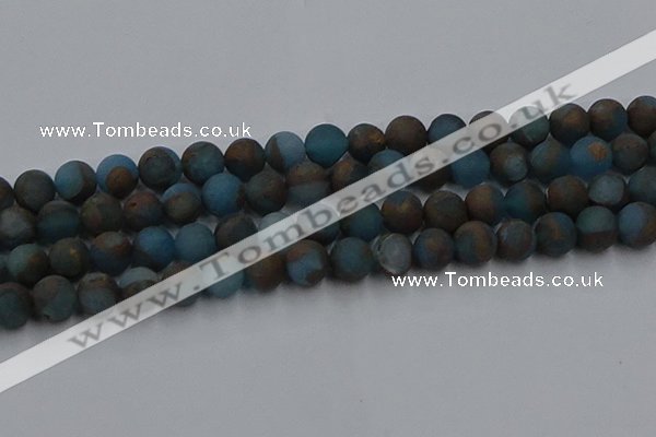 CGO259 15.5 inches 12mm round matte gold multi-color stone beads